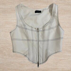 White Fox Boutique White Contrast Corset Top Black/White Zipper Women’s Size XS